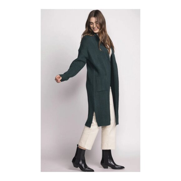 Pink Martini Scarlett Cardi Open Front Duster Cardigan - Dark Green - XXS - NWT - Picture 4 of 11